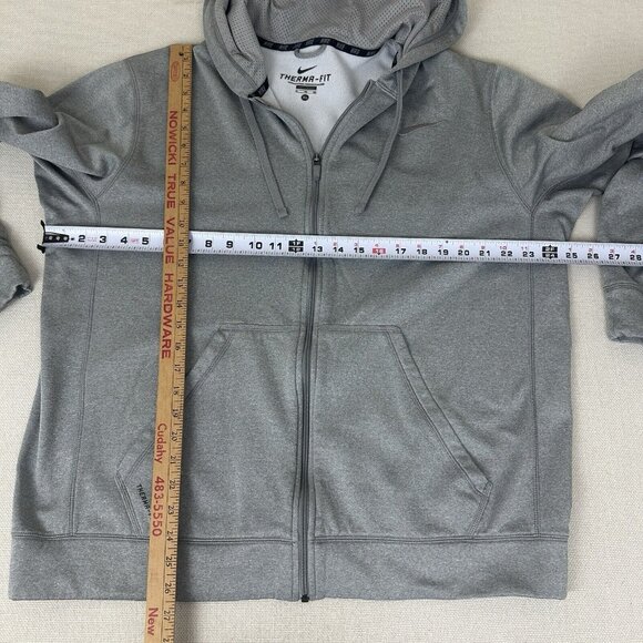 Nike Therma - Fit Full Zip Up Fleece Hoodie Mens Size XL Gray Heather Drawstring - Picture 5 of 6